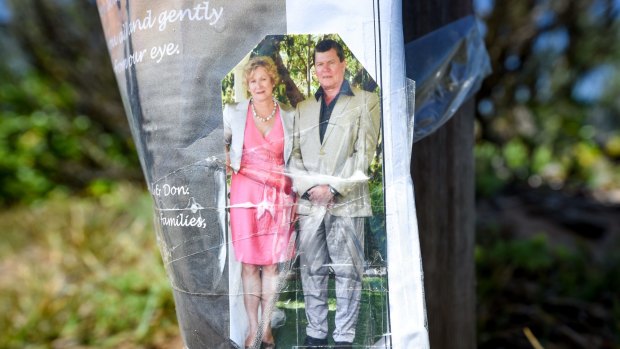A memorial image at Point Lonsdale Lighthouse for Ian Chamberlain and Dianne Bradley.