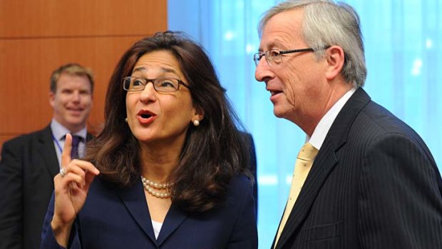 IMF's Nemat Shafik with Luxembourg Prime Minister and Eurogroup president Jean-Claude Juncker.