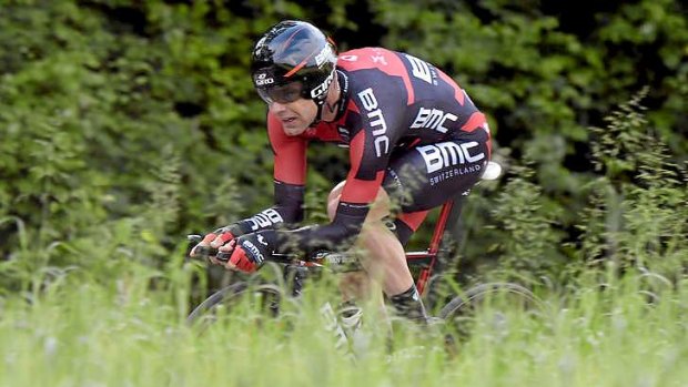 On the up: Cadel Evans moved up to second place after a difficult time trial stage.