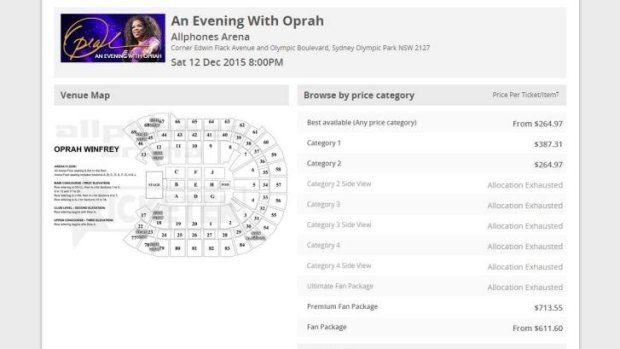 More than half of the seats at Oprah's Sydney show have already sold.