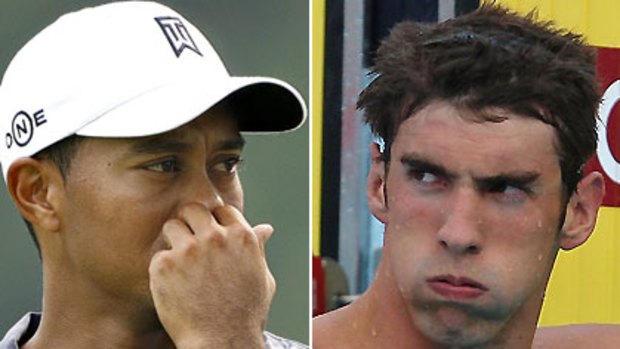 Michael Phelps, right, has expressed sympathy for Tiger Woods