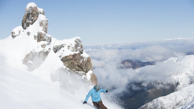 Skiing on Mt Hutt, New Zealand.