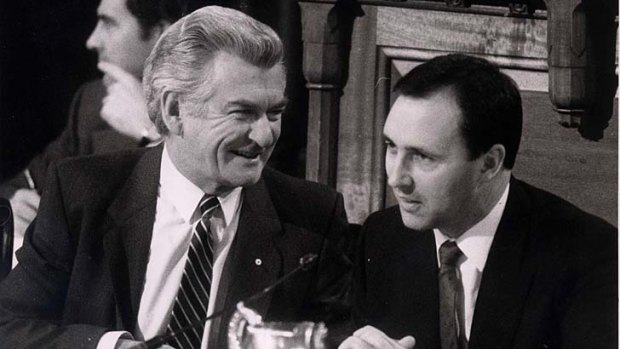 The way they were &#8230; Bob Hawke and Paul Keating on July 1, 1985 at the opening of the promised national tax summit.