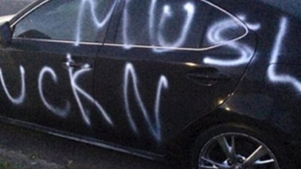 Yep, vandalising a car is a big, brave move.