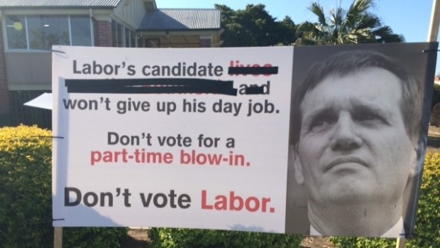 LNP signage has been altered to comply with undertakings given to the Supreme Court for the Stafford byelection.