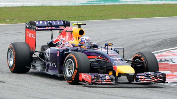 Red Bull driver Daniel Ricciardo of Australia speeds up during the third practice session of the Formula One Malaysian Grand Prix in Sepang on Saturday.