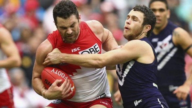 Despite breaking his jaw, Fremantle's Hayden Ballantyne played out the game.