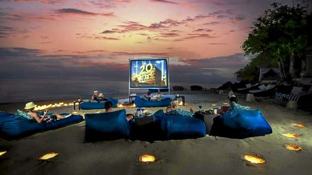 Movie night on the beach.