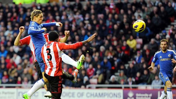 Best foot forward ... Fernando Torres ends his long Premier League scoring drought for Chelsea on Saturday against Sunderland at the Stadium of Light after also netting a double in the Champions League against FC Nordsjaelland.