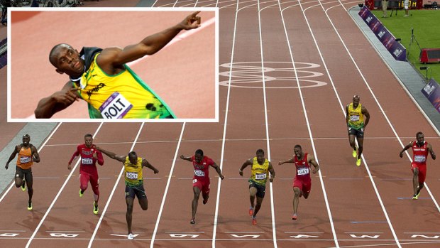 Man on the moment ... Usain Bolt crossed the line in 9.63secs to win the men's 100m final.
