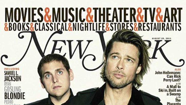 Brad Pitt and co-star Jonah Hill on the cover of New York magazine