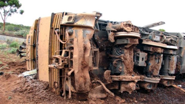A localised flood warning was cancelled an hour before this freight train derailed.