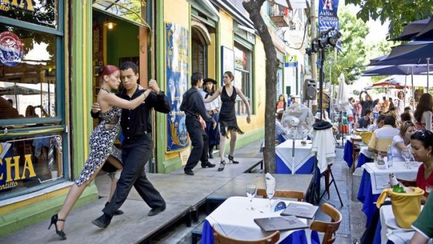 Dance on: The tango dance terrace in La Boca district.