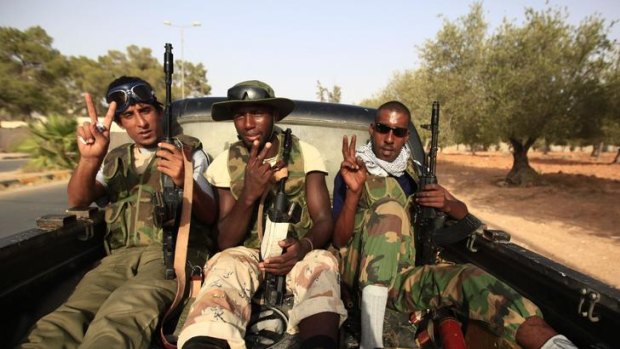 Confident anti-Gaddafi fighters.