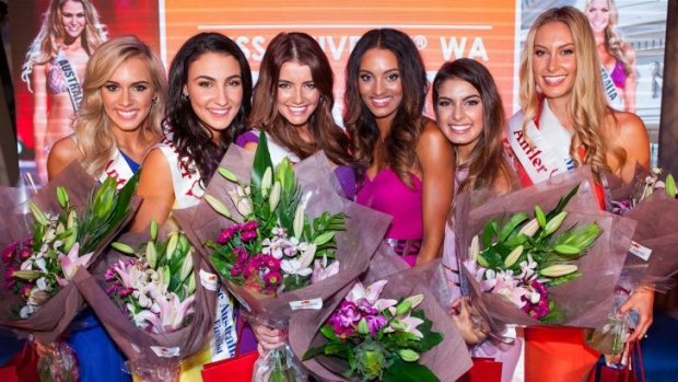 Miss Universe WA finalists: Brittany Taylor, Tayla Damir, Melissa Barnard, Nonny Mulholland, Kayla Paul and Daisy Jeanes.