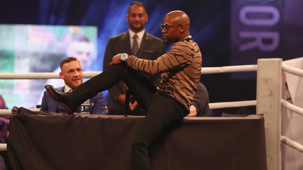 Courting controversy: Mayweather has been slammed for using a gay slur about McGregor, while McGregor has previously used a racial slur in an earlier press conference.