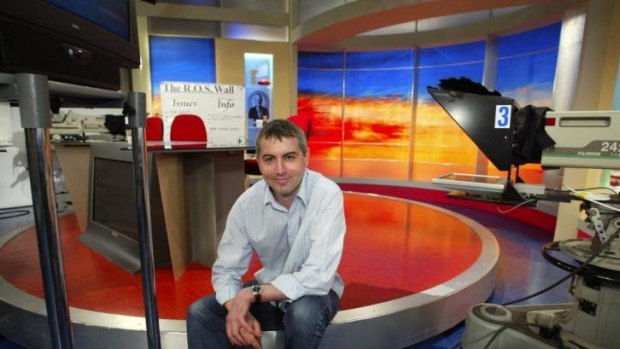 Adam Boland on the Sunrise set, before he parted ways with Channel Seven.