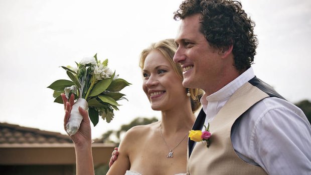 Big day … Mander and his partner, Maria, on their wedding day in Melbourne.