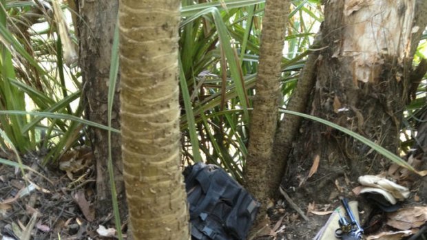 'Hidden in an elaborate shelter' ... NT Police release a image of where Jonathon Stenberg was hiding out near Darwin.