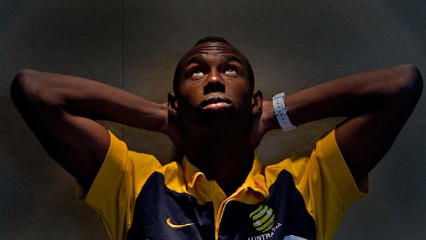 Looking up &#8230; Bernie Ibini-Isei, who has finally been cleared to play for the Young Socceroos.
