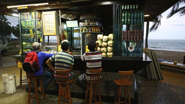 A beach bar in Recife screens the match between Brazil and Croatia at a beach bar in Recife.