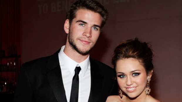 Golden couple...Miley Cyrus with boyfriend Liam Hemsworth.