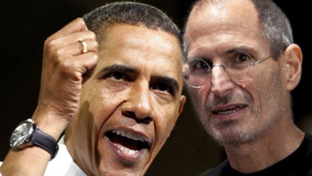 US President Barack Obama, left, will meet with Steve Jobs today.