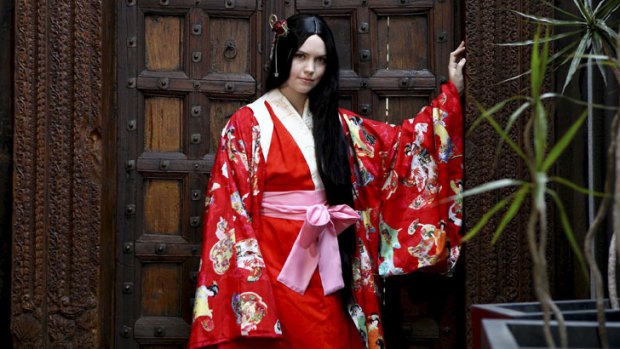 Cosplay enthusiast and judge Jemima Cowderow, 24, from Indooroopilly, Brisbane, dressed in her home-made costume of Kagerou from the Japanese manga Mede Shireru Yoru ni Junou.