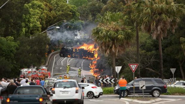 Inferno: the Mona Vale crash involving a Cootes truck in October last year.