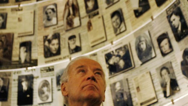 Visit...Joe Biden at a Holocaust memorial in Jerusalem.