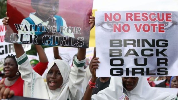 Darkest hour: Nigerians protest against the abductions.