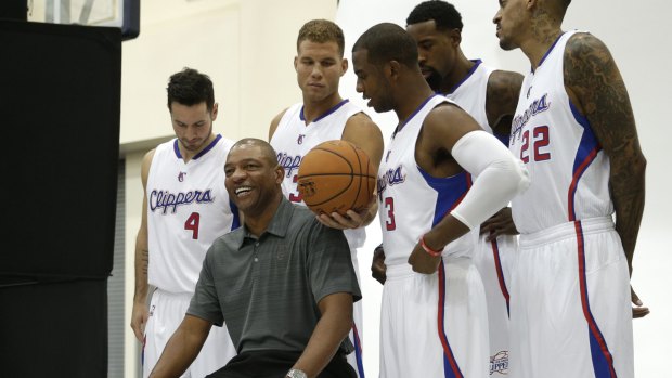 Doc and the starting five: Los Angeles Clippers coach Doc Rivers with J.J. Redick, Blake Griffin, Chris Paul, DeAndre Jordan and Matt Barnes.