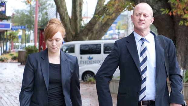 Kara Hurring and her lawyer Simon Lance arrive at court today.