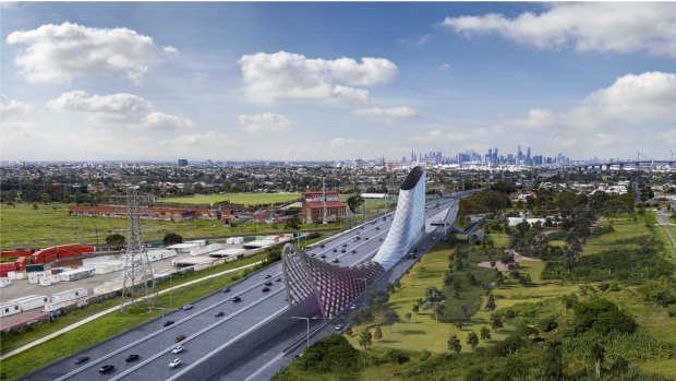 The proposed West Gate Tunnel vent stack and exit ramp in Yarraville. 