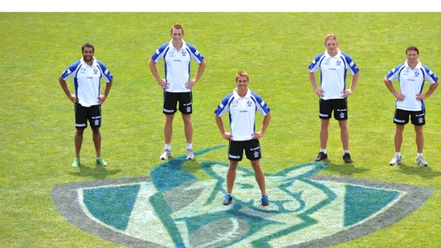 The Kangaroos leadership group from left , Daniel Wells , Drew Petrie , Andrew Swallow , Jack Ziebell and Brent Harvey.