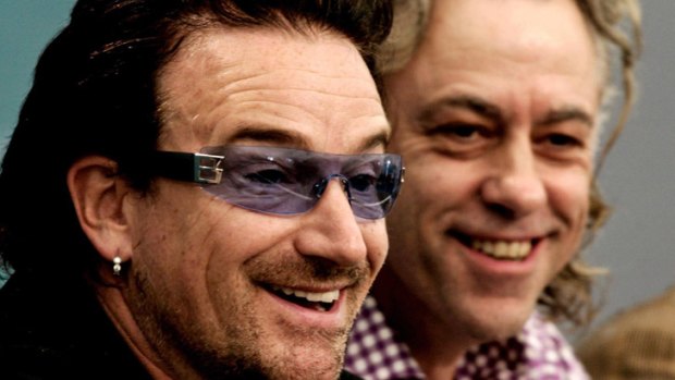 Charity campaigners Bono and Sir Bob Geldof.