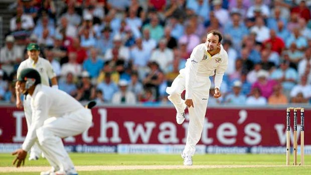 Recalled off-spinner Nathan Lyon looked dangerous with the ball.