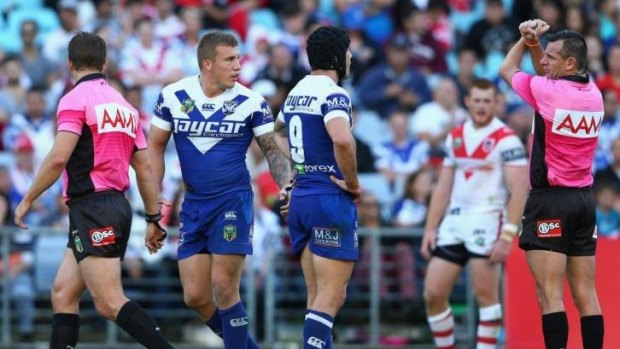 You’re pulling my leg: Trent Hodkinson goes on report. 