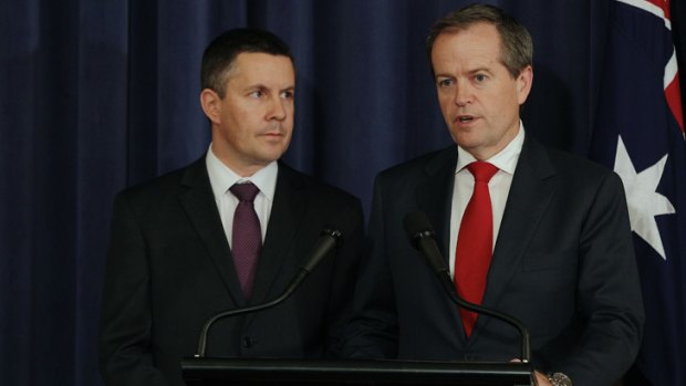 Opposition climate change spokesman Mark Butler (left) and leader Bill Shorten announce Labor's stance yesterday.