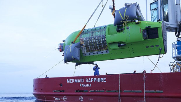 Deepsea Challenger ... able to go to the ocean floor, 11 kilometres down, and withstand huge pressures.