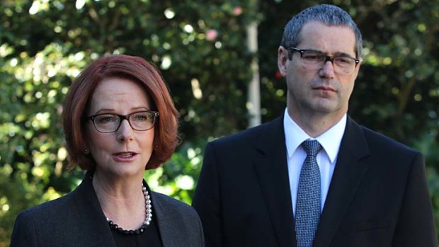 Can do better: Julia Gillard and Senator Stephen Conroy at the announcement of the changes.