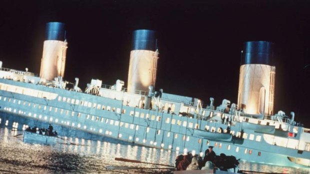 Retelling will go on ... RMS Titanic begins its disastrous descent in James Cameron's epic.