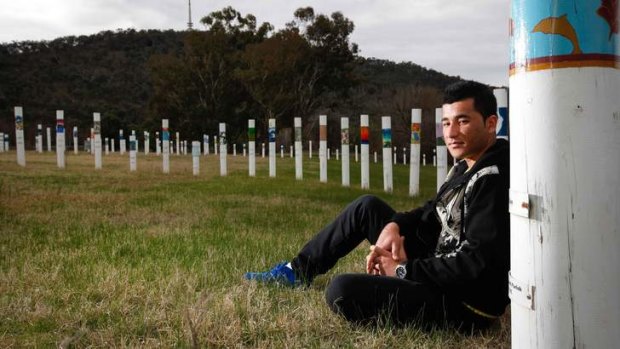 Ejaz Syed, 24 from Quetta, Pakistan, came to Australia by boat in 2011, he stands at the SIEV X (Suspected Illegal Entry Vessel X) memorial at Weston Park, reflecting on the 353 lives that were lost when a refugee vessel sunk in 2001.