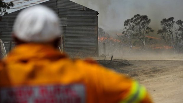 The Yarrabin bushfire burned close to properties on Mount Forest Road near Cooma on Tuesday.
