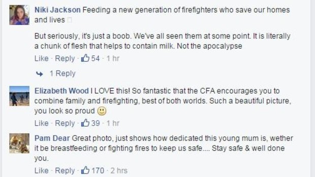 Messages of support on the CFA Facebook page.