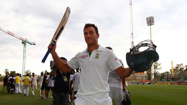 Man of the match: South African batsman Faf du Plessis after his match-saving century.