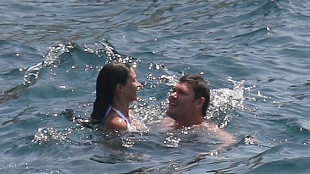 James Packer and his wife Erica bathe at the "Eden Roc" hotel in Cap d'Antibes on the French Riviera.