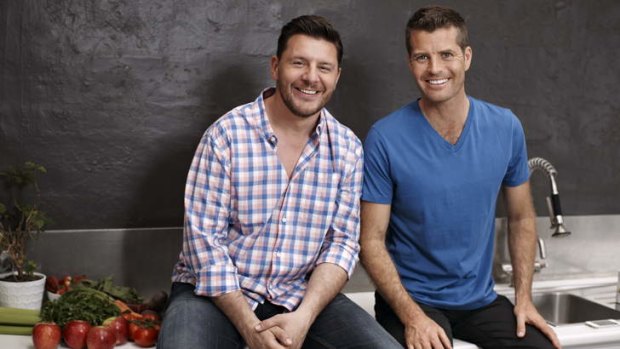 Winners are grinners ... <i>My Kitchen Rules</i> hosts Manu Feildel and Pete Evans.