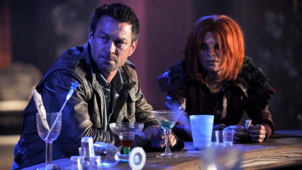 Grant Bowler and Stephanie Leonidas in new Foxtel series <i>Defiance</i>.