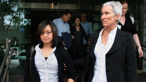 Wife suffers psychological collapse: Thomas Lee's widow Michele Lee leaves the Coroner's Court in Glebe with her lawyer during the inquest in 2008.